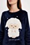 Women's Fall in Love Crew Neck Printed Long Sleeve Patterned Welsoft Plush Pajamas Set A3352Ax24Au - 5