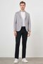 Men's Gray Knitted Slim Fit Bag Pocket Mono Collar Sports Jacket - 4