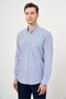 Men's Blue Cotton Pocketed Plaid Button Collar Regular Fit Shirt - 2