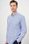 Men's Blue Cotton Pocketed Plaid Button Collar Regular Fit Shirt - 3