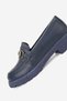 Women's Dark Blue Genuine Natural Leather 36-41 Size Buckle Loafer Shoes - 7