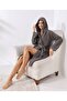 Dark Gray Unisex Hooded 100% Organic Cotton Waffle Bathrobe - 4
