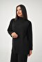 High Collar Tunic Trousers Model Black Knitwear Set - 6