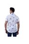 Blue Floral Print White Flared Summer Breathable Washable Slim Fit Short Sleeve Shirt - 5