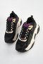 Women's High Sole Sneaker Lace-up Leopard Detailed Sports Shoes Desya black