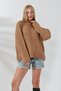 Half Turtleneck Stand Collar Long Sleeve Brass Knit Skirt Gathered Stylish Winter Knitwear Sweater - 7