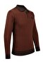 Men's Polo Neck Knitwear Tile Sweater Patterned Steel Knit Classic Pattern - 5005F - 2