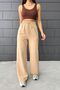 Women's Cream Two Thread Elastic Waist Pocket Detailed Wide Leg Sweatpants - 6