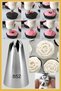 Stainless Steel Cream Piping Bag Tip (Whipping Bag Tip, Cap) 1 Piece + 4 Whipping Bags