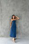 Light Blue Zippered Strapless Denim Dress - 2