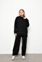 Black Double Knitwear Set - Collar and Skirt Detail - 2