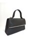 Women's black satin fabric mini evening bag with silver stone accessories - 4