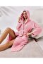 Pink Unisex Hooded 100% Organic Cotton Waffle Bathrobe - 4