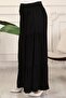 Women's Black Color Gathered Lycra Woven Trouser Skirt - 2