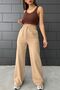 Women's Cream Two Thread Elastic Waist Pocket Detailed Wide Leg Sweatpants - 7