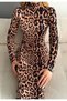 Rochie cu guler cu imprimeu leopard - 3