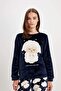 Women's Fall in Love Crew Neck Printed Long Sleeve Patterned Welsoft Plush Pajamas Set A3352Ax24Au - 3