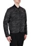 Men's Khaki Camouflage Patterned High Collar Coat with Pockets - 4