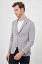 Men's Gray Knitted Slim Fit Bag Pocket Mono Collar Sports Jacket - 3