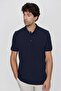 Men's Navy Blue Basic Plain 100% Cotton Oversize Wide Cut Short Sleeve Polo Neck T-Shirt