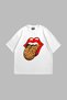 Rolling Stones Leopard Printed Oversize Unisex Premium White Tshirt - 5