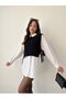 Women's Black Side Tie Pearl Detailed Knitwear Sweater