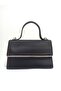Women's black satin fabric mini evening bag with silver stone accessories