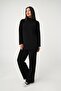 High Collar Tunic Trousers Model Black Knitwear Set - 3