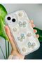 Flexible Silicone Case with Mother of Pearl Butterfly Design with 3D Toy Compatible with iPhone 13 and 14 - 3