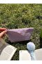 Purple Gingham Washable Zippered Single Compartment Cloth Pen Holder Pencil Case Wallet Makeup Bag - 7