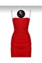 Women's Red Strappy Lined Not Showing Inside Imported Jersey Mini Dress - 2