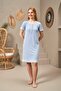 25128 Women's Lace Detailed Short Sleeve Buttoned Nightgown - 3