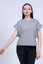 Women's T-shirt Gray Melange Color Sleeves Frilly Stylish Trend T-shirt