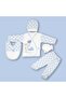 طقم أزرق لحديثي الولادة مطرز على شكل أرنب مكون من 5 قطع من المستشفى
