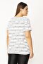 Women's White Large Size Cotton Fabric Marine Patterned Crew Neck Short Sleeve Blouse 65n35769 - 5