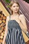 Black and White Patterned Rope Strap Dress - 6