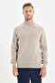 Bej Slim Fit Yünlü Yarım Balıkçı Yaka Basic Triko Kazak TMNAW21KZ1595 - 7