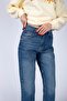 Clara Normal Waist Regular Fit Straight Leg 100% Cotton Blue Women's Jeans - 3