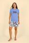 Women's Shorts Short Sleeve Combed Pajama Set Blue 3622 - 2