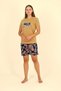 Women's Shorts Short Sleeve Combed Cotton Pajama Set Mustard 3622 - 2