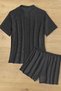 Beach Dress - Shirt Look Collar Detailed Shorts Set and Pareo - 5