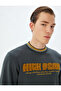 Crew Neck Sweatshirt College Embroidered Embellished Cotton Blend