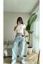 Baggy Jeans with Belt Buckle-ICE BLUE - 4