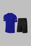 Over Size Men's Blue Dri-Fit Comfortable Pocket Crew Neck T-Shirt Shorts Bottom Top Set for Sports (4XL-
