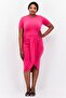 Women Plus Size Solid Faux-Wrap Dress, Pink