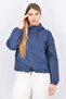 Women Hooded Long Sleeve Textured Rain Jacket, Navy