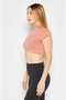 Women Sportswear Fit Short Sleeves Outdoor T-Shirt, Peach - 3