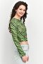 Women Round Neck Long Sleeve Cut Out Printed Top, Green - 2