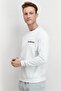 Men Crew Neck Brand Logo Long Sleeve Sweatshirt, White - 2