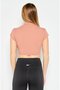 Women Sportswear Fit Short Sleeves Outdoor T-Shirt, Peach - 2